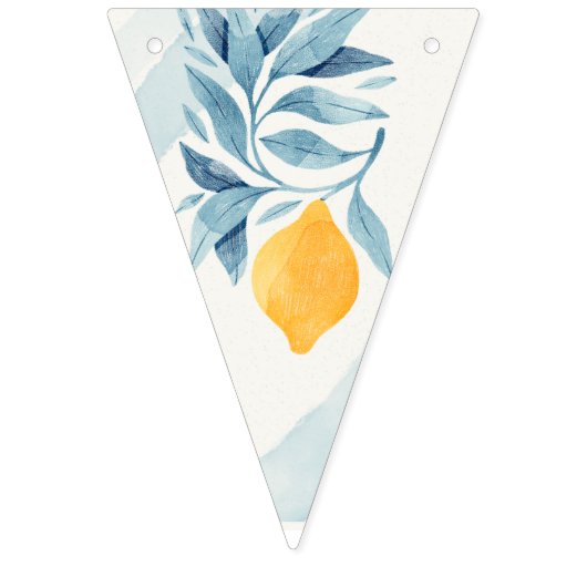 Zitrone mit blauen Blätter botanische Abbildung Wimpelkette (Zweite Fahne)