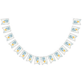 Zitrone mit blauen Blätter botanische Abbildung Wimpelkette