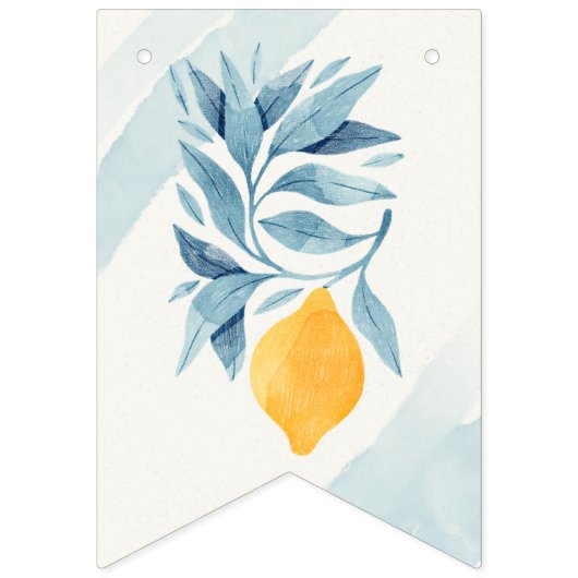 Zitrone mit blauen Blätter botanische Abbildung Wimpelkette (Zweite Fahne)