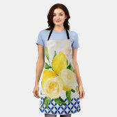 Zitrone mit blauen Kacheln Schürze (Getragen)