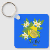 Zitrone mit Blume Schlüsselanhänger (Vorderseite)