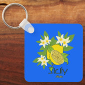 Zitrone mit Blume Schlüsselanhänger (Vorderseite)