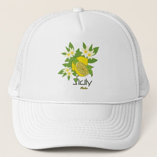 Zitrone mit Blume Truckerkappe (Vorderseite)