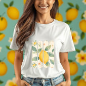 Zitrone mit grünen Blätter botanische Früchte T-Shirt