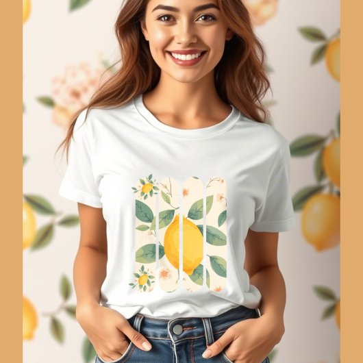 Zitrone mit grünen Blätter botanische Früchte T-Shirt