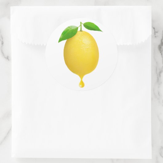Zitrone mit Saft Runder Aufkleber (Tasche)