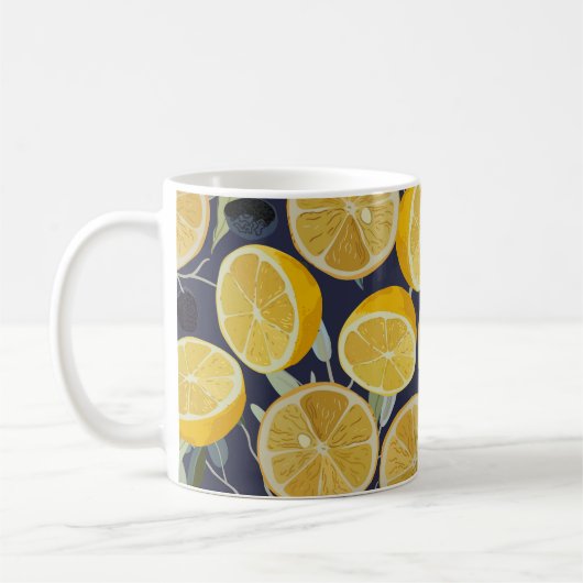 Zitrone, Olivenzweig, nahtlos Vintag. Kaffeetasse (Links)
