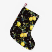 Zitrone, Olivenzweige: Aquarellmuster. Kleiner Weihnachtsstrumpf (Vorderansicht (hängend))