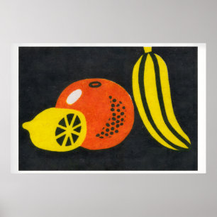 Zitrone, Orange Banane - Streichholzschachtel Druc Poster