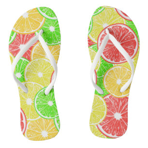 Zitrone, Orange, Grapefruit und Limone Scheiben Badesandalen