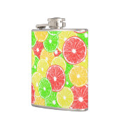 Zitrone, Orange, Grapefruit und Limone Scheiben Flachmann (Links)