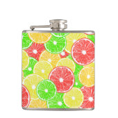 Zitrone, Orange, Grapefruit und Limone Scheiben Flachmann (Vorderseite)