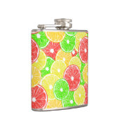 Zitrone, Orange, Grapefruit und Limone Scheiben Flachmann (Rechts)