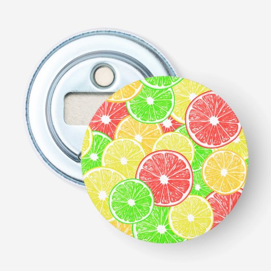 Zitrone, Orange, Grapefruit und Limone Scheiben Flaschenöffner (Vorderseite)