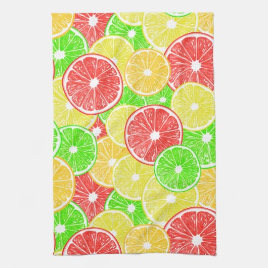Zitrone, Orange, Grapefruit und Limone Scheiben Küchentuch (Vertikal)