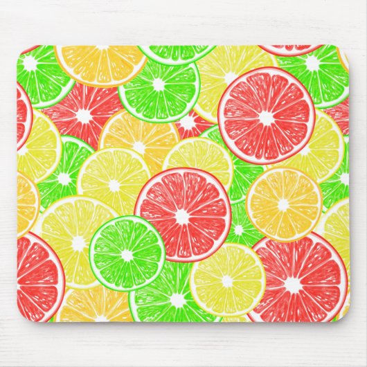 Zitrone, Orange, Grapefruit und Limone Scheiben Mousepad (Vorne)