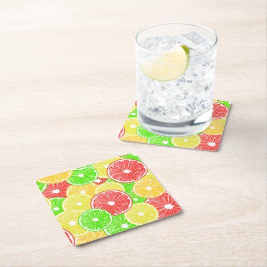 Zitrone, Orange, Grapefruit und Limone Scheiben Rechteckiger Pappuntersetzer (Vor Ort)