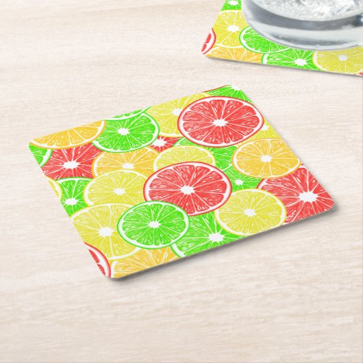 Zitrone, Orange, Grapefruit und Limone Scheiben Rechteckiger Pappuntersetzer (angewinkelt)