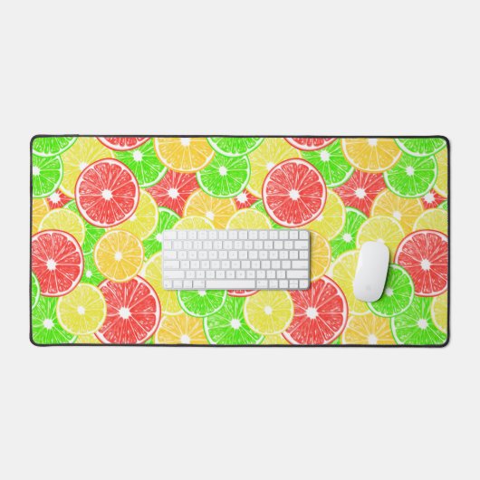 Zitrone, Orange, Grapefruit und Limone Scheiben Schreibtischunterlage (Tastatur & Maus)
