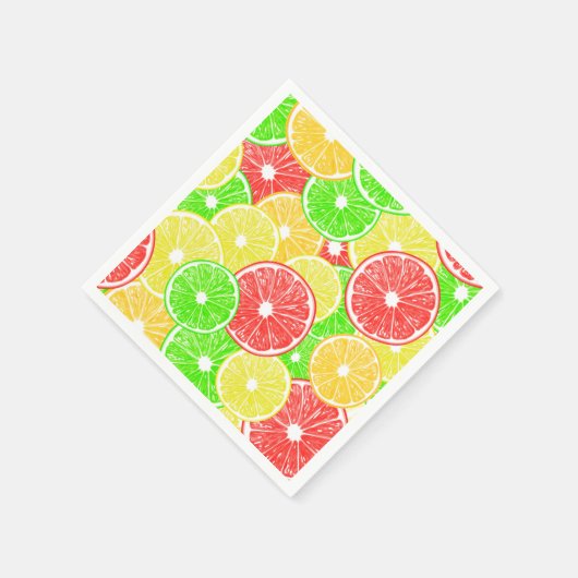 Zitrone, Orange, Grapefruit und Limone Scheiben Serviette (Ecke)