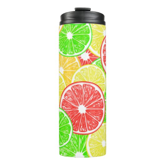 Zitrone, Orange, Grapefruit und Limone Scheiben Thermosbecher (Vorderseite)