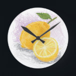 Zitrone Runde Wanduhr<br><div class="desc">ARTISTIC ILLUSTRATION VON FRESH</div>
