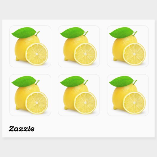 Zitrone schneiden quadratischer aufkleber (Blatt)