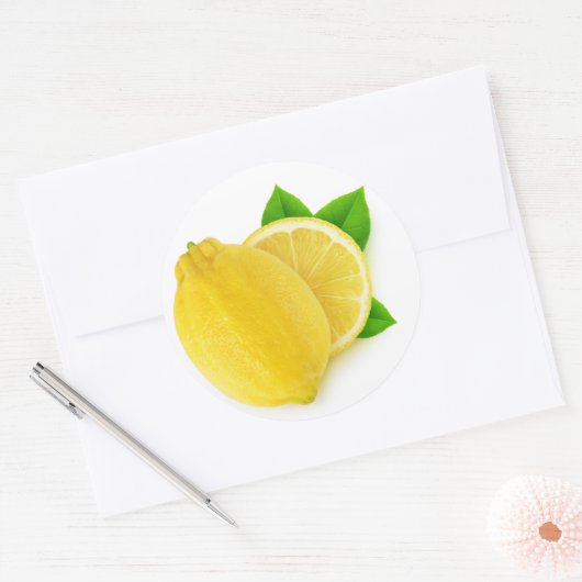 Zitrone schneiden runder aufkleber (Umschlag)