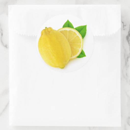 Zitrone schneiden runder aufkleber (Tasche)
