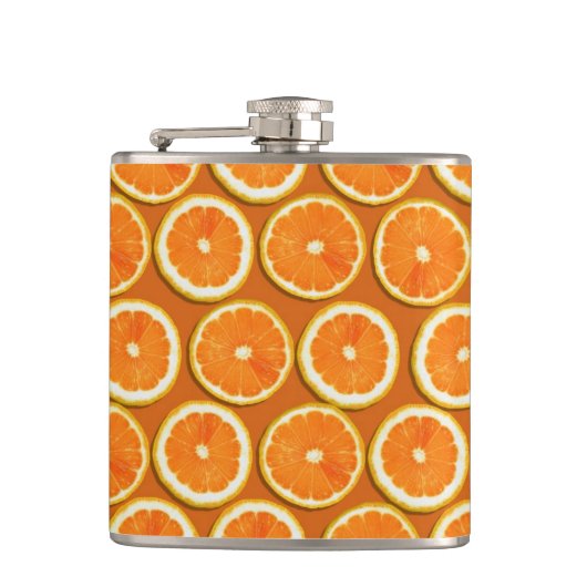 Zitrone schneidet Muster Flachmann (Vorderseite)