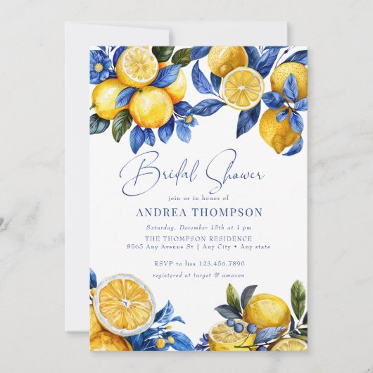 Zitrone | Summer Brautparty Einladung (Vorderseite)