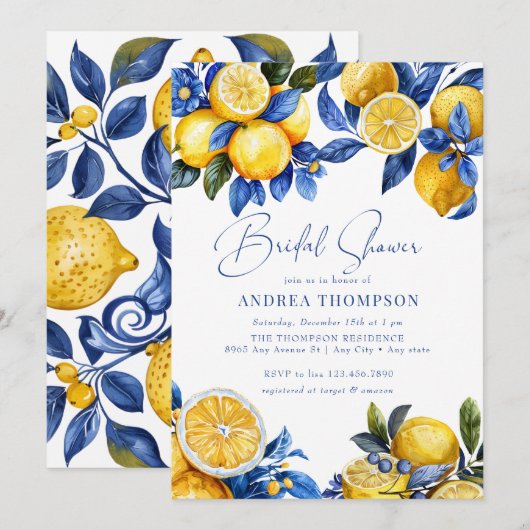 Zitrone | Summer Brautparty Einladung (Vorne/Hinten)