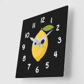 Zitrone, süße Früchte mit googgen Augen Quadratische Wanduhr (Winkel)