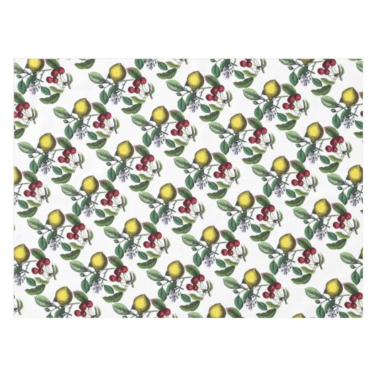 Zitrone und Kirschen, botanische Tischdecke (Vorderseite (Horizontal))