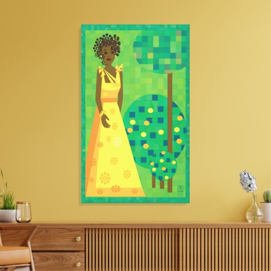 Zitrone und Limon - Mädchen im Garten Leinwanddruck (Insitu (Wohnzimmer))