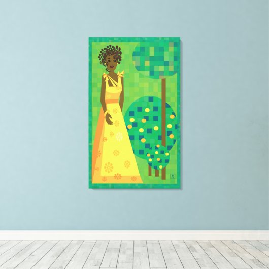 Zitrone und Limon - Mädchen im Garten Leinwanddruck (Insitu (Holzboden))