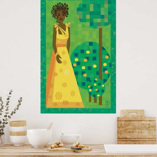 Zitrone und Limon - Mädchen im Garten Poster (Küche)