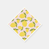 Zitrone und rosa Gingham Serviette (Ecke)