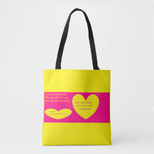 Zitrone und Rosa mit Liebe und Herz Tasche