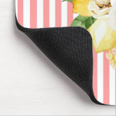 Zitrone und Rose auf Korallenstreifen Mousepad (Ecke)