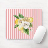 Zitrone und Rose auf Korallenstreifen Mousepad (Mit Mouse)