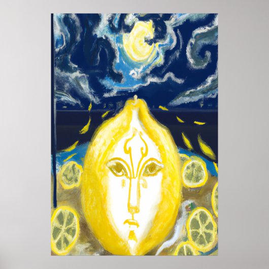 Zitrone und Zitronenfeld | AI Art Poster (Vorne)