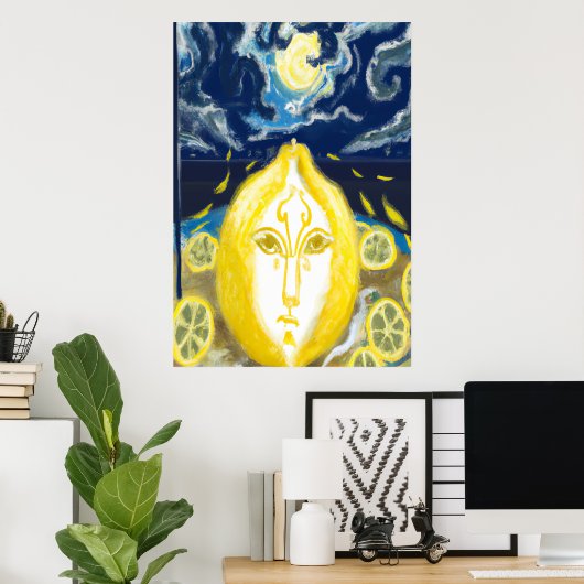 Zitrone und Zitronenfeld | AI Art Poster (Heimbüro)