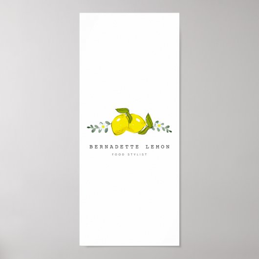 Zitrone & Weiße Blüten Simple Clean Poster (Vorne)