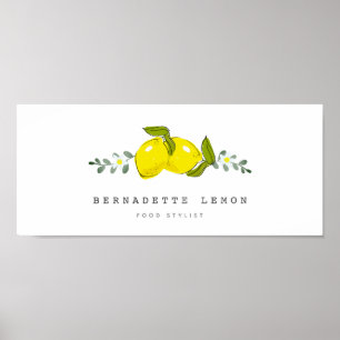 Zitrone & Weiße Blüten Simple Clean Poster