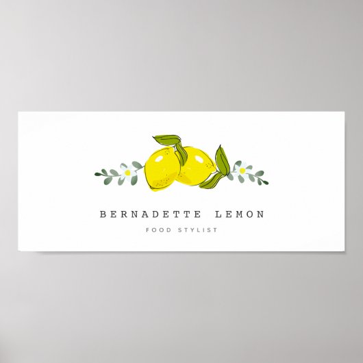 Zitrone & Weiße Blüten Simple Clean Poster (Vorne)