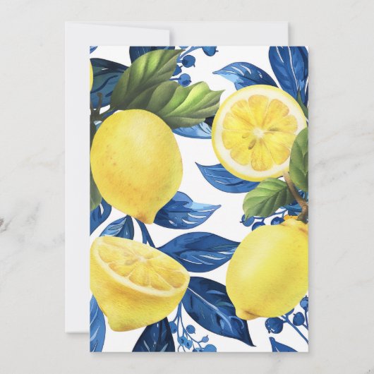 Zitrone | Zitrusfrüchte | Botanische Babydusche Einladung (Rückseite)