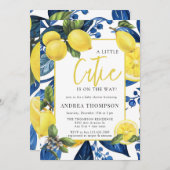 Zitrone | Zitrusfrüchte | Botanische Babydusche Einladung (Vorne/Hinten)