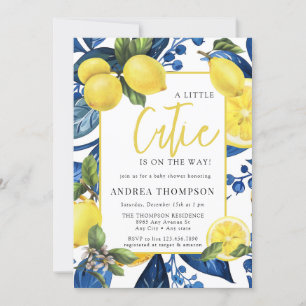 Zitrone Zitrusfrüchte Botanische Babydusche Einladung