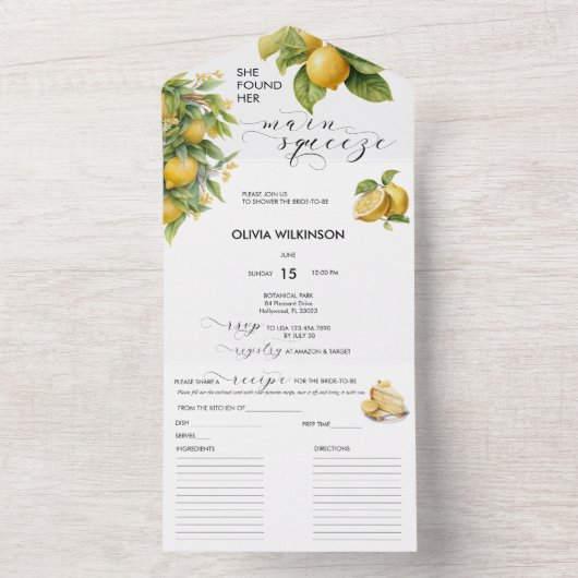 Zitrone | Zitrusfrüchte | BRAUTPARTY All In One Einladung (Innen Boden)